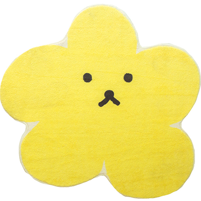 Sikunuo | Relaxing Bedroom Rug Yellow Cartoon Printed Indoor Rug Polyester Non-Slip Back Stain-Resistant Area Rug