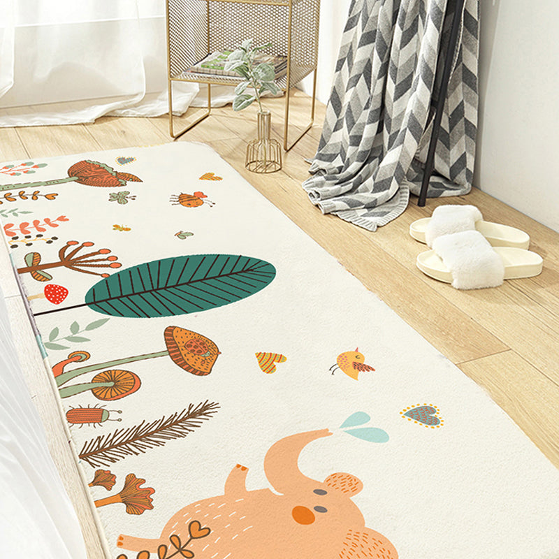 Sikunuo | Fancy Cartoon Print Rug Multicolored Cotton Blend Indoor Rug Non-Slip Back Machine Washable Rug for the Bedroom