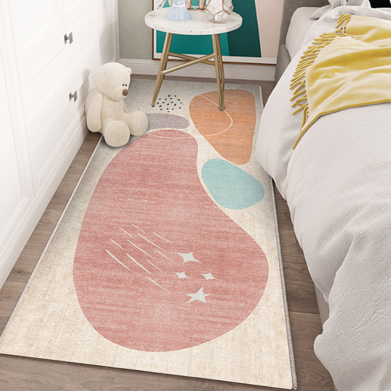 Sikunuo | Western Bedroom Carpet Multicolored Color Block Indoor Carpet Polyester Non-Slip Underlay Machine Washable Rug