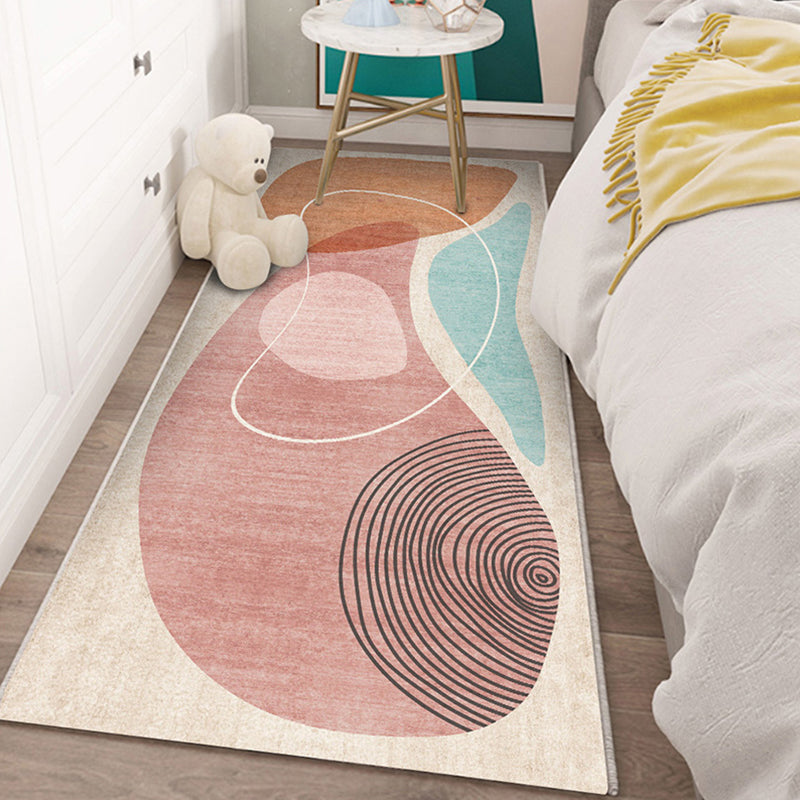 Sikunuo | Western Bedroom Carpet Multicolored Color Block Indoor Carpet Polyester Non-Slip Underlay Machine Washable Rug