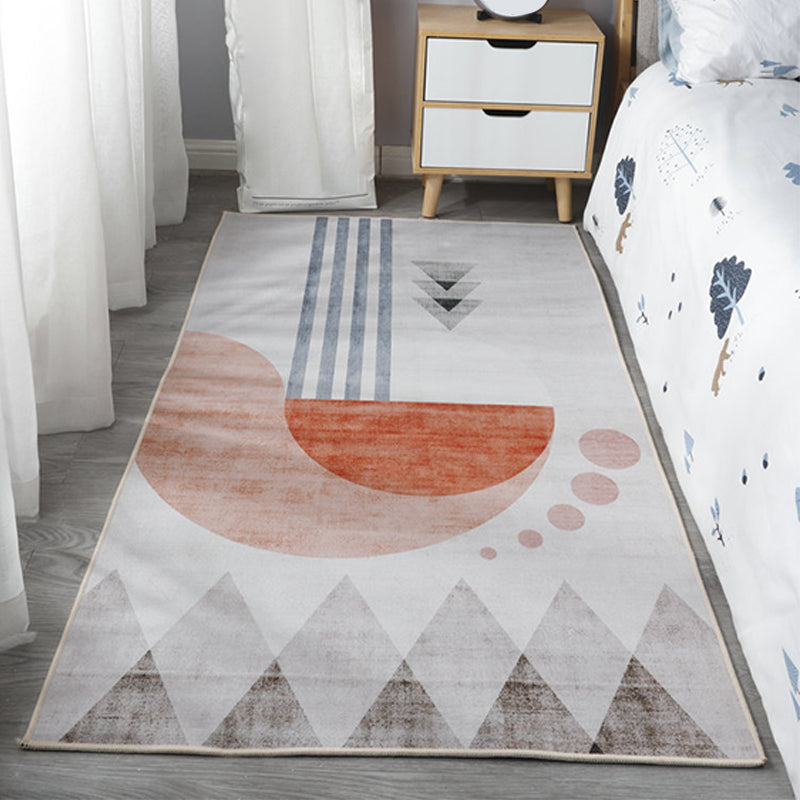 Sikunuo | Scandinavian Bedroom Rug Multicolor Color Blocked Indoor Rug Synthetic Non-slip Machine Washable Carpet