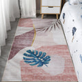 Sikunuo | Scandinavian Bedroom Rug Multicolor Color Blocked Indoor Rug Synthetic Non-slip Machine Washable Carpet