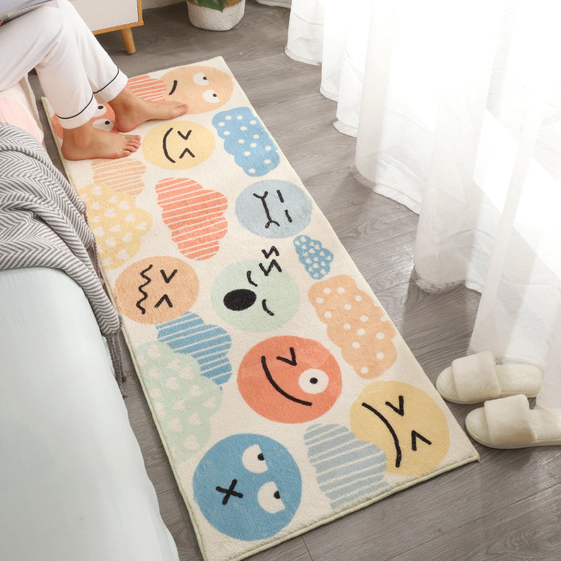 Sikunuo | Beautiful Children's Room Rug Multi-colored Cartoon Printed Area Rug Lambswool Non-slip Machine Washable Rug