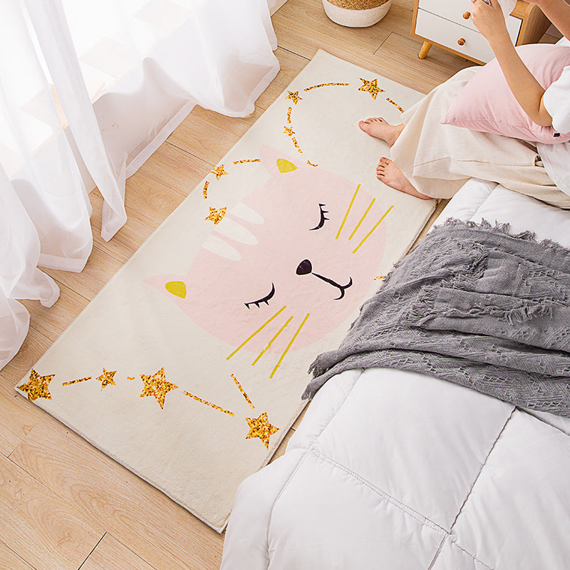 Sikunuo | Colorful sweet carpet Polyester cartoon print carpet with non-slip backing pet-friendly carpet for the living room