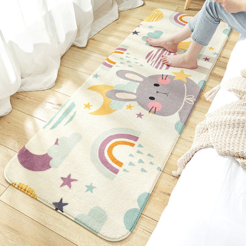 Sikunuo | Relaxing Children's Carpet Multicolored Plant Pattern Indoor Carpet Polyester Non-Slip Backing Easy Care Carpet