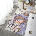 Sikunuo | Multicolored simple rug made of polyester with cartoon pattern Non-slip backing Stain-resistant rug for the bedroom