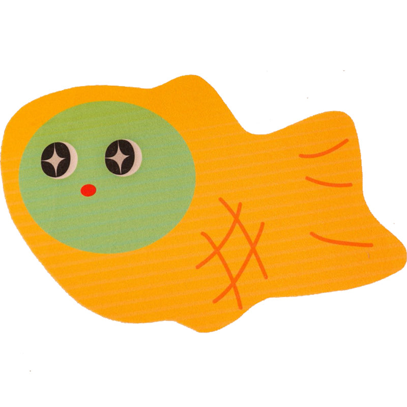 Sikunuo | Irregular Shape Fish Print Rug Yellow Contemporary Indoor Rug Synthetic Non-Slip Back Washable Rug for Decoration