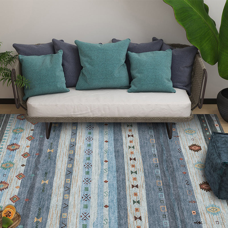 Sikunuo | Natural Living Room Carpet Multicolor Geo Pattern Indoor Carpet Polypropylene Non-Slip Machine Washable Area Rug