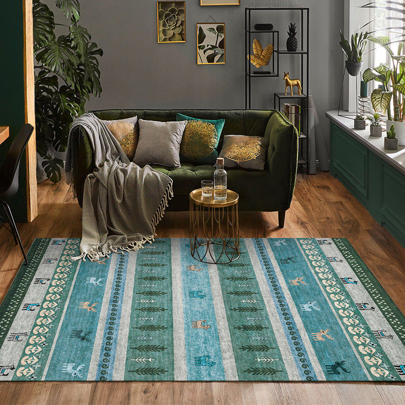 Sikunuo | Natural Living Room Carpet Multicolor Geo Pattern Indoor Carpet Polypropylene Non-Slip Machine Washable Area Rug