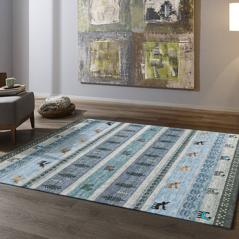 Sikunuo | Natural Living Room Carpet Multicolor Geo Pattern Indoor Carpet Polypropylene Non-Slip Machine Washable Area Rug