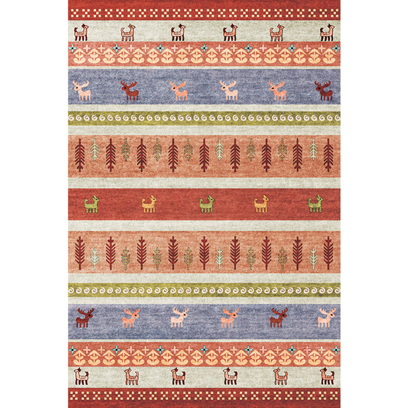Sikunuo | Natural Living Room Carpet Multicolor Geo Pattern Indoor Carpet Polypropylene Non-Slip Machine Washable Area Rug