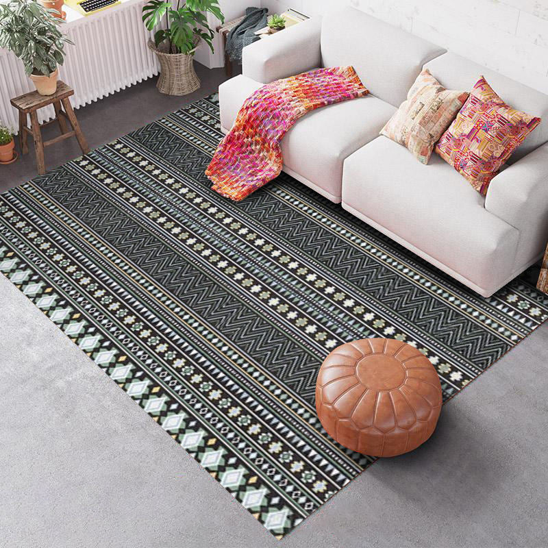 Sikunuo | Southwest Geo Pattern Rug Multicolored Polyester Area Rug Easy Care Pet Friendly Washable Area Rug for Rooms