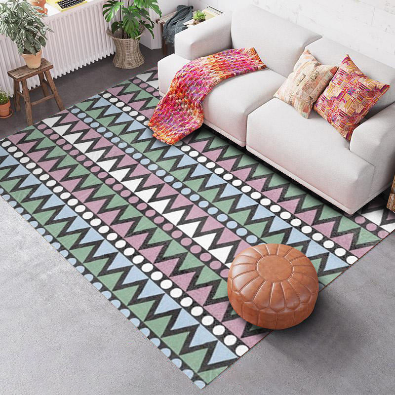 Sikunuo | Southwest Geo Pattern Rug Multicolored Polyester Area Rug Easy Care Pet Friendly Washable Area Rug for Rooms