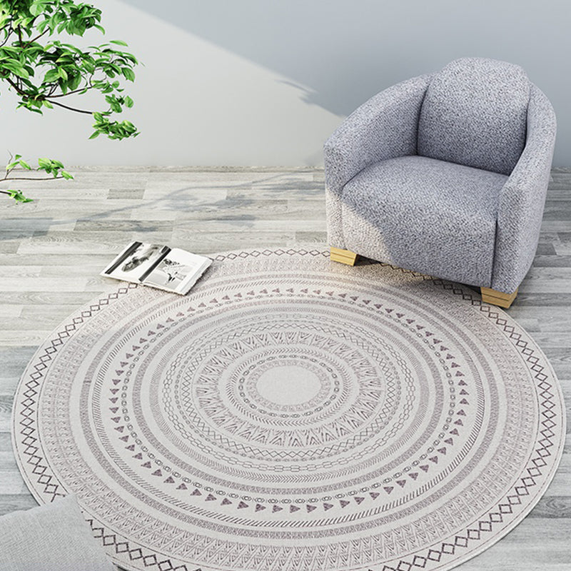 Sikunuo | Southwest Bedroom Rug Multicolored Geometric Pattern Indoor Rug Polyester Non-Slip Back Pet-Friendly Area Rug