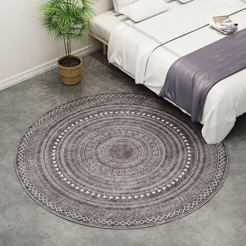 Sikunuo | Southwest Bedroom Rug Multicolored Geometric Pattern Indoor Rug Polyester Non-Slip Back Pet-Friendly Area Rug