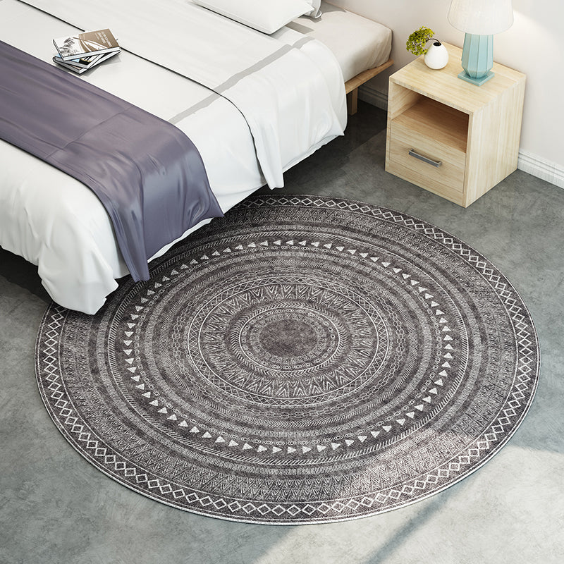 Sikunuo | Southwest Bedroom Rug Multicolored Geometric Pattern Indoor Rug Polyester Non-Slip Back Pet-Friendly Area Rug