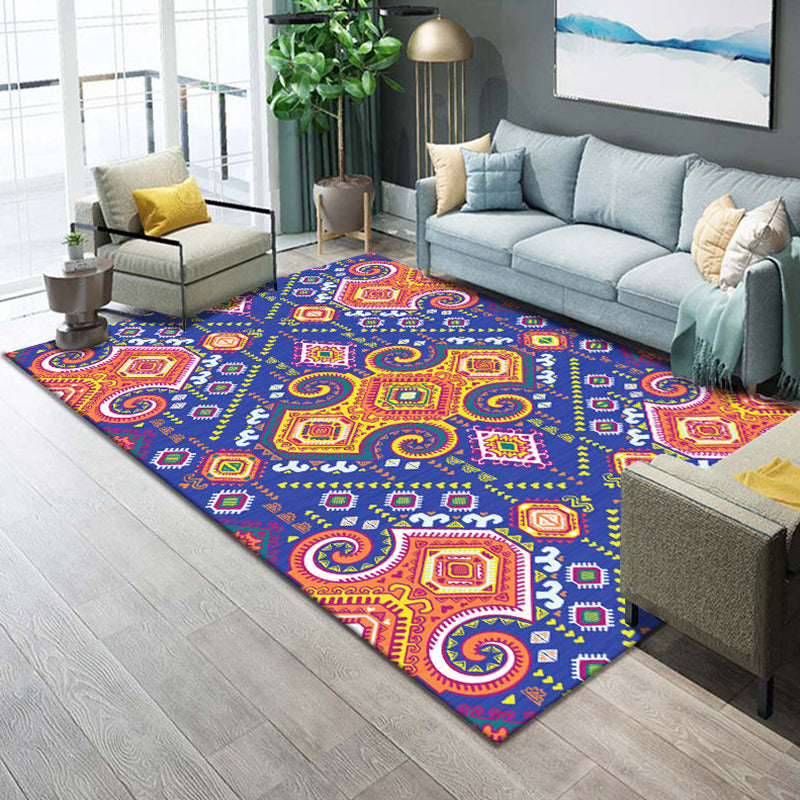 Sikunuo | Western Parlor Rug Multicolored Geometric Pattern Area Rug Polypropylene Easy Care Pet Friendly Washable Indoor Rug