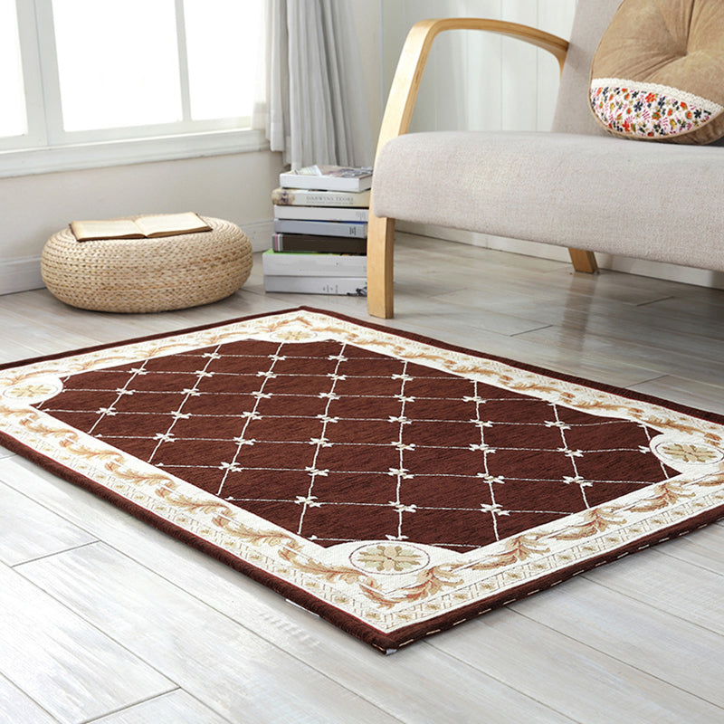 Sikunuo | Retro geometric pattern carpet Multicolor Polyester indoor mat non-slip pet friendly maintenance friendly rug for home