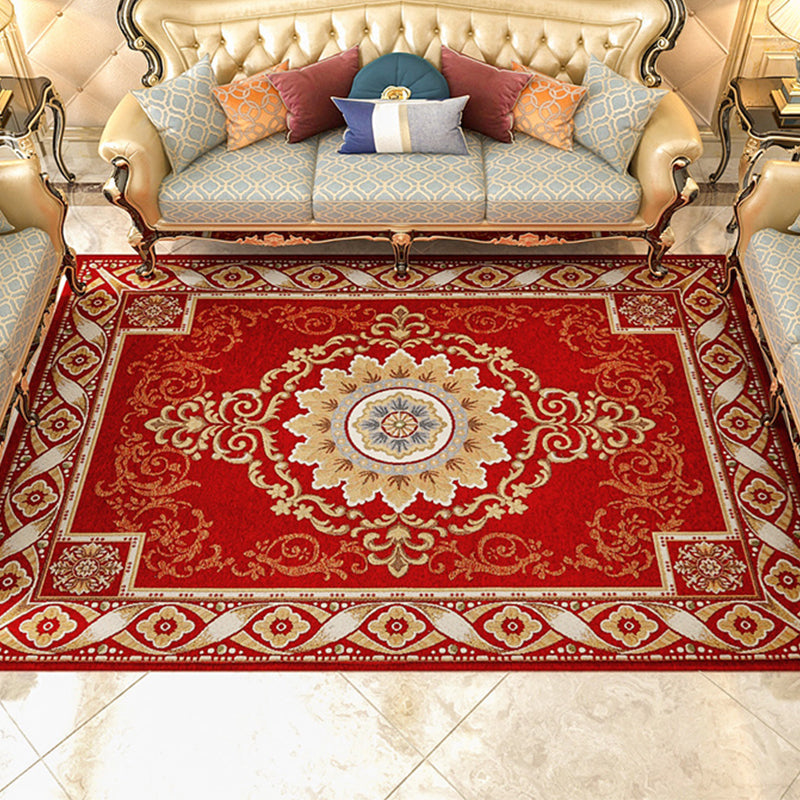 Sikunuo | Shabby Chic Floral Rug Multicolored Synthetic Rug With Non-Slip Back Stain Resistant Washable Rug for Living Room