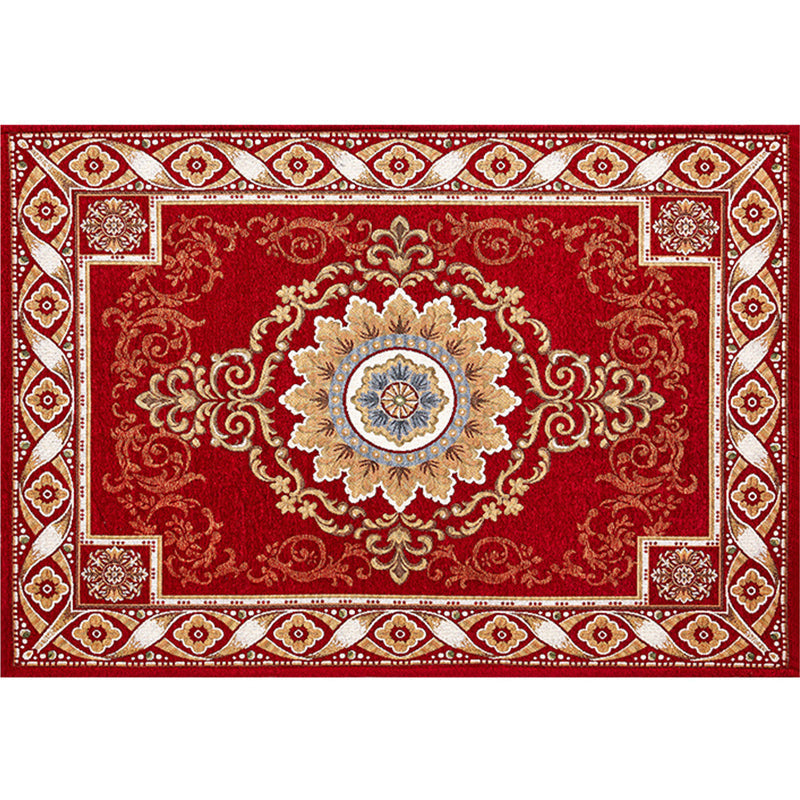 Sikunuo | Shabby Chic Floral Rug Multicolored Synthetic Rug With Non-Slip Back Stain Resistant Washable Rug for Living Room