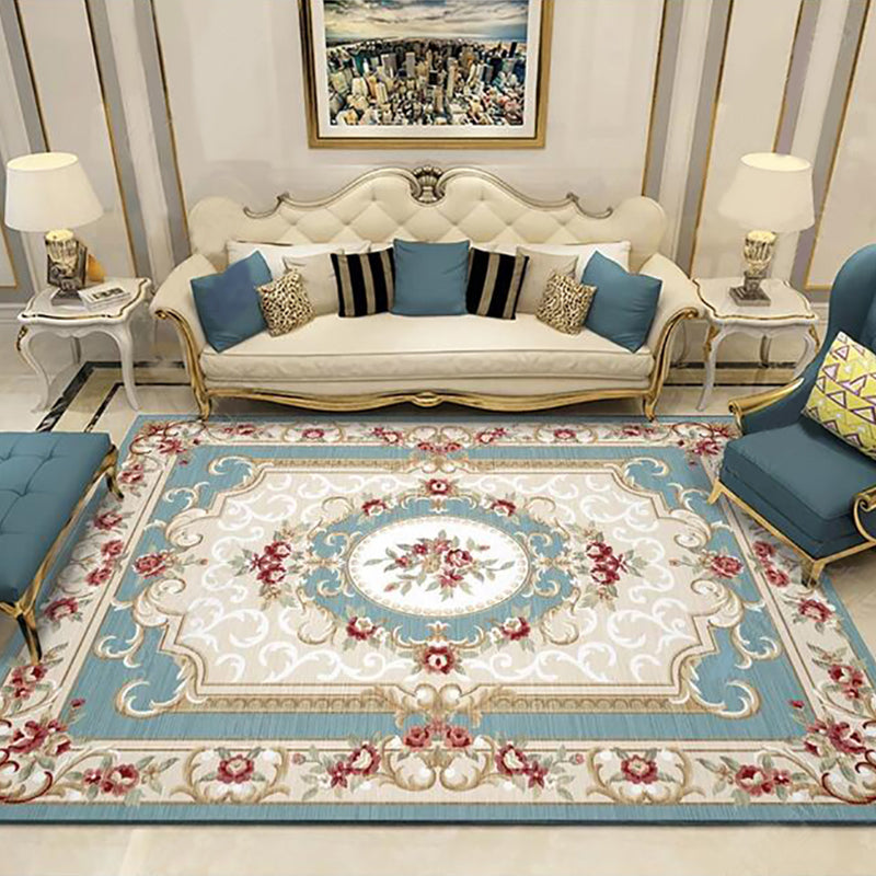 Sikunuo | Olden Parlor Rug Multicolored Floral Pattern Rug Synthetic Maintenance Friendly Stain Resistant Washable Rug