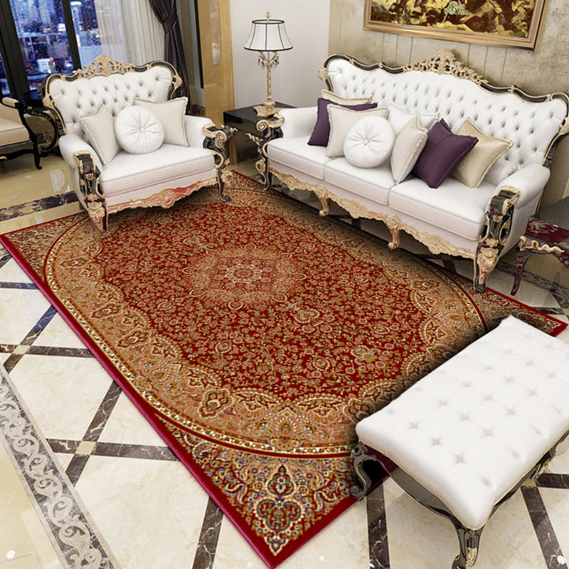 Sikunuo | Multicolored Retro Carpet Polypropylene Flower Pattern Carpet pet-friendly machine washable Indoor Carpet for Living Room