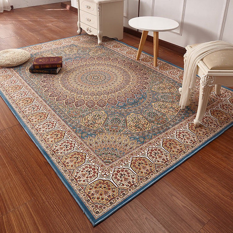 Sikunuo | Multicolored Retro Carpet Polypropylene Flower Pattern Carpet pet-friendly machine washable Indoor Carpet for Living Room
