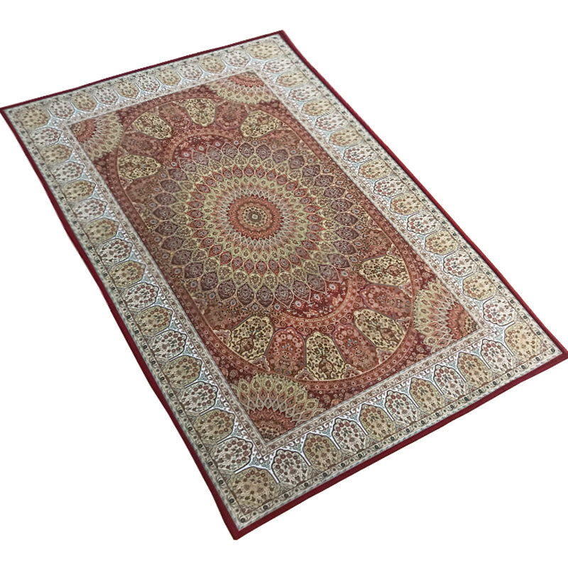 Sikunuo | Multicolored Retro Carpet Polypropylene Flower Pattern Carpet pet-friendly machine washable Indoor Carpet for Living Room