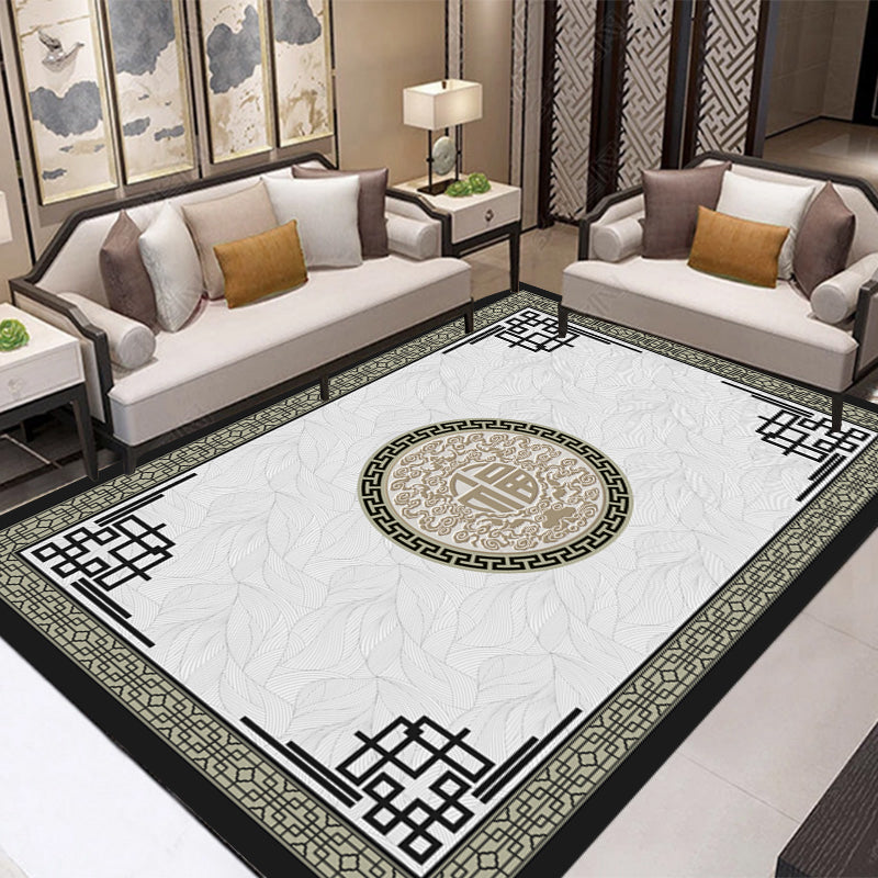 Sikunuo | Retro Living Room Carpet Multicolor Plant Pattern Area Rug Cotton Blend Non-Slip Backing Pet-Friendly Indoor Rug