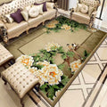 Sikunuo | Chinoiserie Flower Rug Multicolor Polypropylene Area Rug Non-Slip Back Pet-Friendly Easy Care Indoor Rug for Living Room