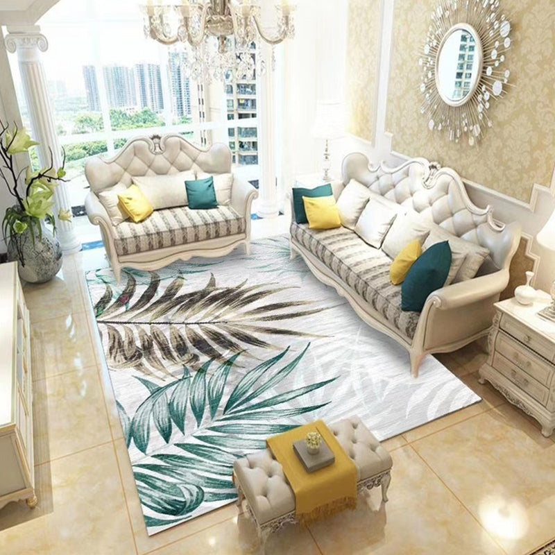 Sikunuo | Chinoiserie Flower Rug Multicolor Polypropylene Area Rug Non-Slip Back Pet-Friendly Easy Care Indoor Rug for Living Room