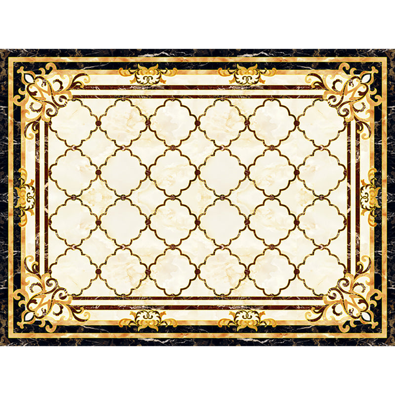 Sikunuo | Nostalgia Living Room Rug Multi Color Flower Print Area Rug Synthetic Non-Slip Backing Easy Care Indoor Rug