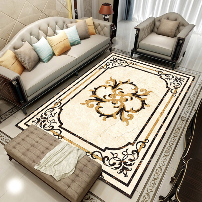 Sikunuo | Colorful geometric printed carpet made of polyester Retro indoor rug with non-slip backing, stain-resistant carpet for the living room