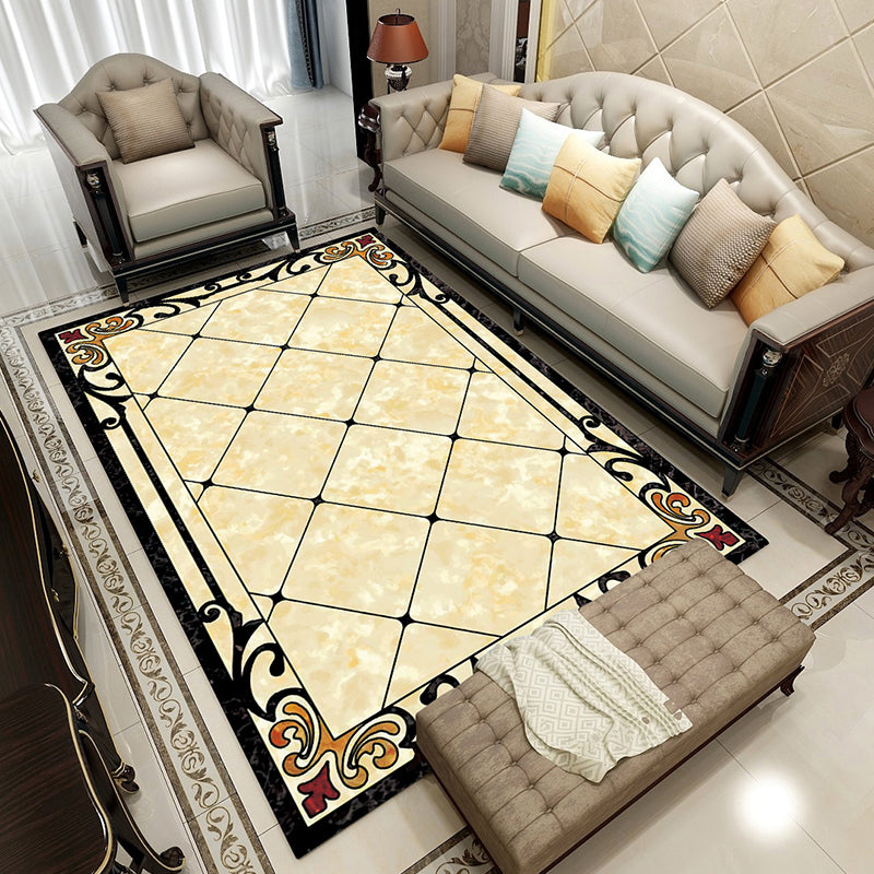 Sikunuo | Colorful geometric printed carpet made of polyester Retro indoor rug with non-slip backing, stain-resistant carpet for the living room