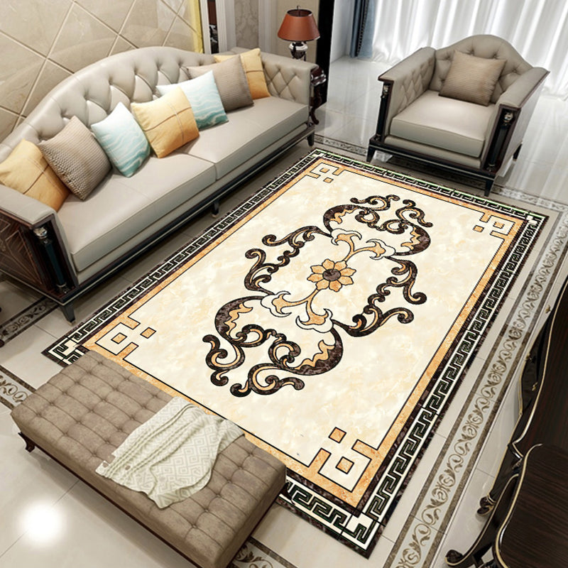 Sikunuo | Colorful geometric printed carpet made of polyester Retro indoor rug with non-slip backing, stain-resistant carpet for the living room