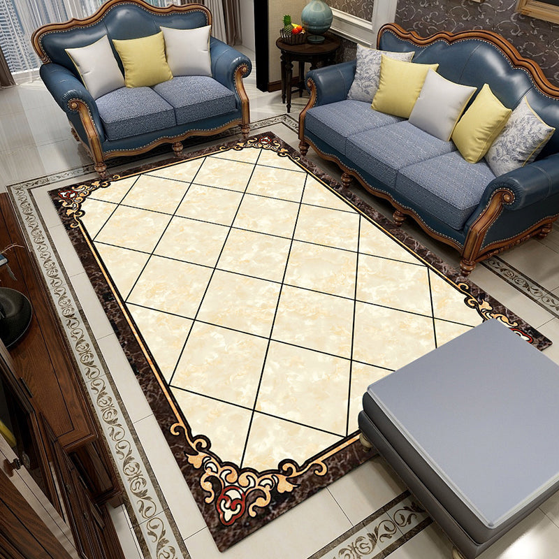 Sikunuo | Colorful geometric printed carpet made of polyester Retro indoor rug with non-slip backing, stain-resistant carpet for the living room