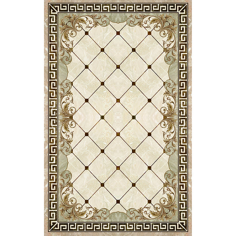 Sikunuo | Formal Living Room Rug Multicolor Geometric Pattern Area Rug Leather Non-Slip Backing Pet Friendly Easy Care Rug