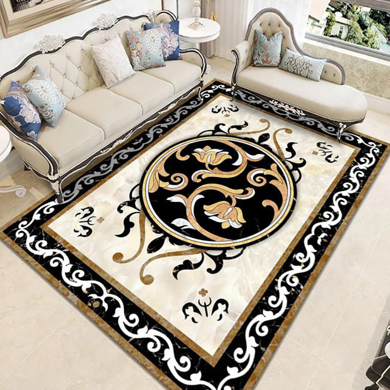 Sikunuo | Nostalgia Geometric Printed Rug Multicolored Polyester Indoor Rug Non-Slip Backing Pet-Friendly Rug for Living Room