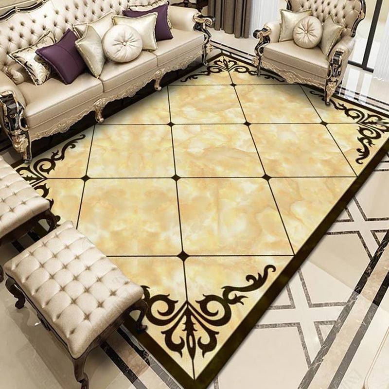 Sikunuo | Nostalgia Geometric Printed Rug Multicolored Polyester Indoor Rug Non-Slip Backing Pet-Friendly Rug for Living Room