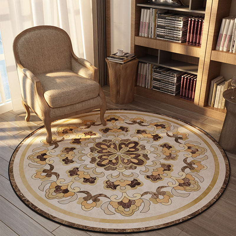 Sikunuo | Olden Bedroom Carpet Multicolored Floral Pattern Indoor Carpet Polypropylene Non-Slip Back Easy Care Area Rug