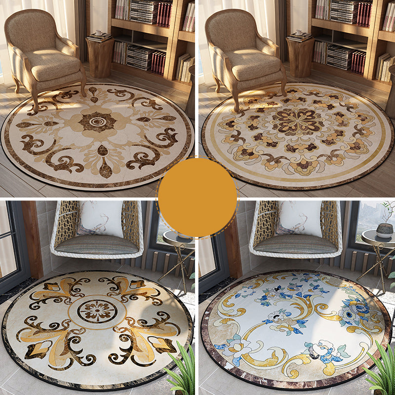 Sikunuo | Olden Bedroom Carpet Multicolored Floral Pattern Indoor Carpet Polypropylene Non-Slip Back Easy Care Area Rug