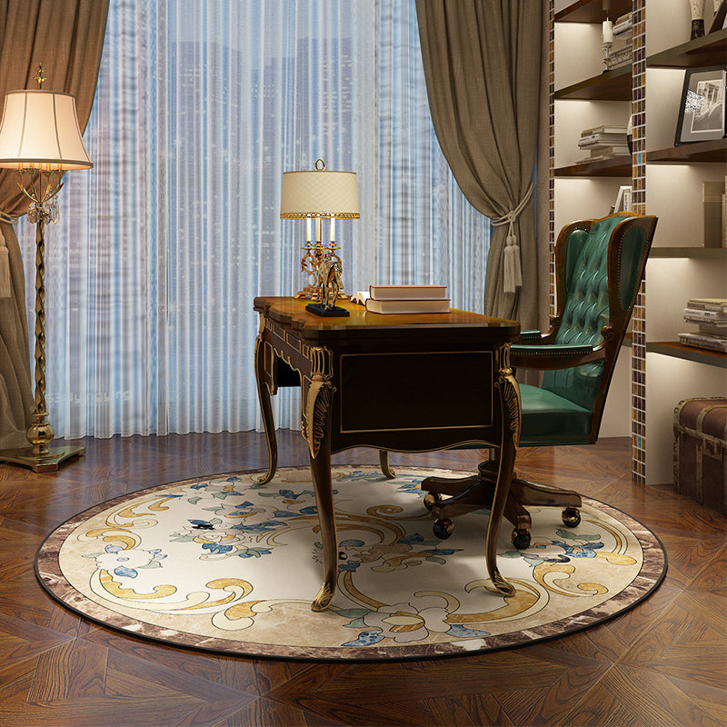 Sikunuo | Olden Bedroom Carpet Multicolored Floral Pattern Indoor Carpet Polypropylene Non-Slip Back Easy Care Area Rug
