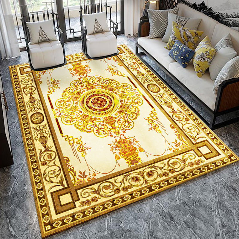 Sikunuo | Formal Living Room Carpet Multicolored Plant Print Carpet for Indoors Polypropylene Non-Slip Back Pet-Friendly Carpet