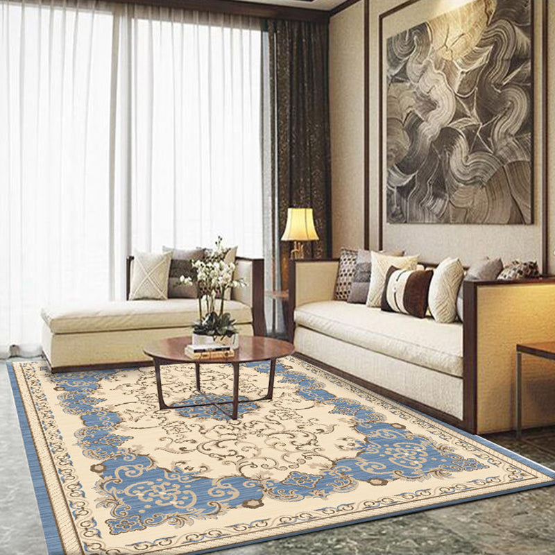 Sikunuo | Formal Living Room Carpet Multicolored Plant Print Carpet for Indoors Polypropylene Non-Slip Back Pet-Friendly Carpet