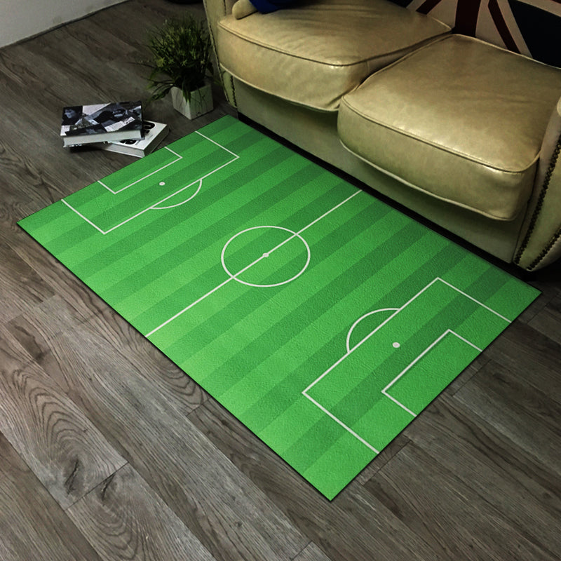 Sikunuo | Soothing geometric printed rug green polypropylene indoor rug non-slip back easy-care rug for room