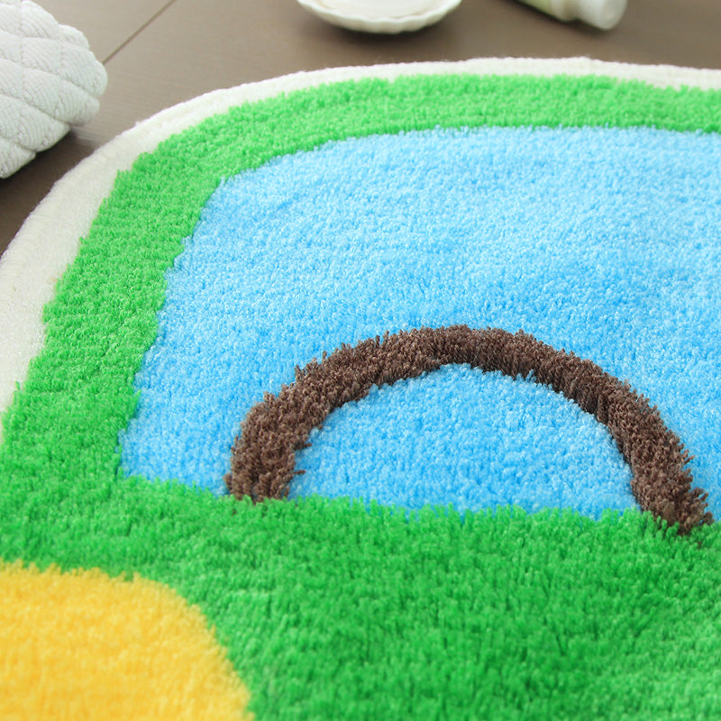 Sikunuo | Creative Children’s Room Rug Multicolored 3D Pressed Indoor Rug Cotton Blend Non-Slip Pet Friendly Area Rug