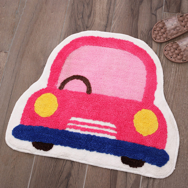 Sikunuo | Creative Children’s Room Rug Multicolored 3D Pressed Indoor Rug Cotton Blend Non-Slip Pet Friendly Area Rug