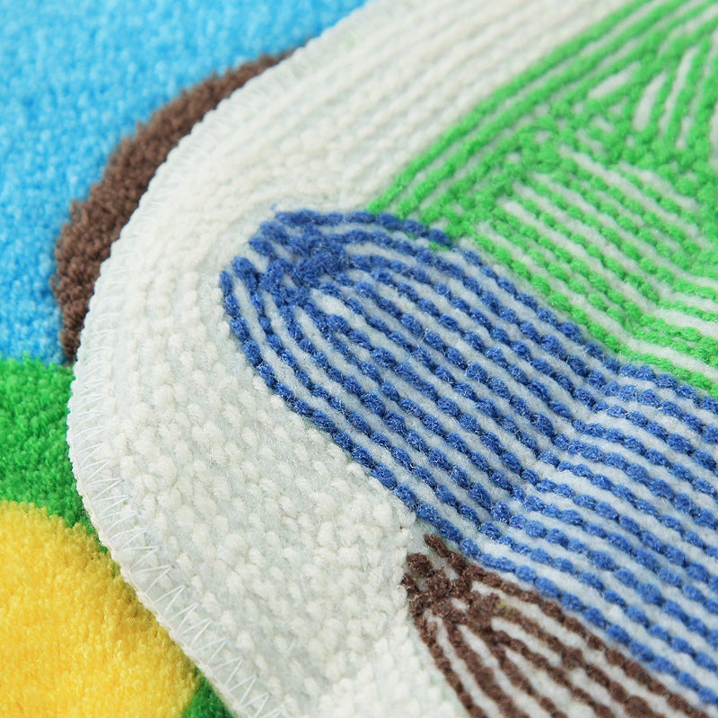 Sikunuo | Creative Children’s Room Rug Multicolored 3D Pressed Indoor Rug Cotton Blend Non-Slip Pet Friendly Area Rug