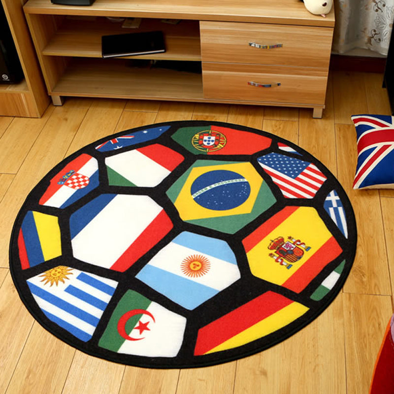 Sikunuo | Modern Sport Printed Rug Red Nylon Indoor Rug Non-Slip Backing Pet Friendly Easy Care Area Rug for Kids Room