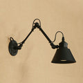 Sikunuo | 1 Head Cone-Shaped Wall Mount Retro Style Black/Chrome Metal Swing Arm Wall Light for the Study